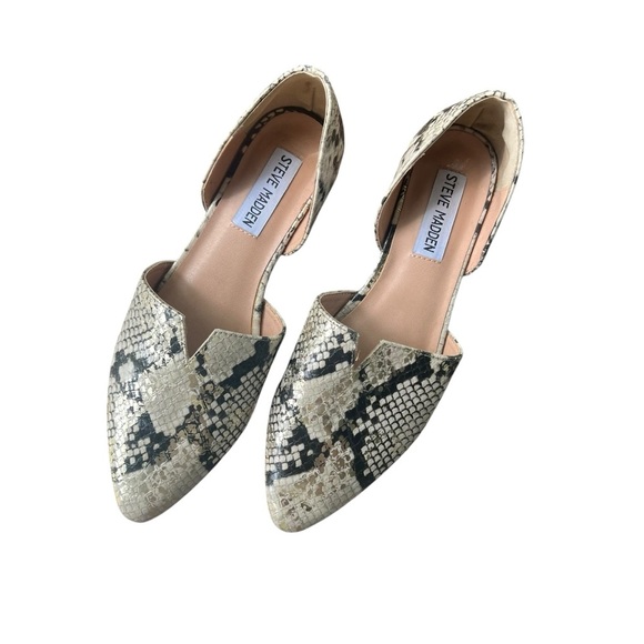 Steve Madden Non Slip Black Cream Snakeskin Flats Size 6.5 - Picture 1 of 7